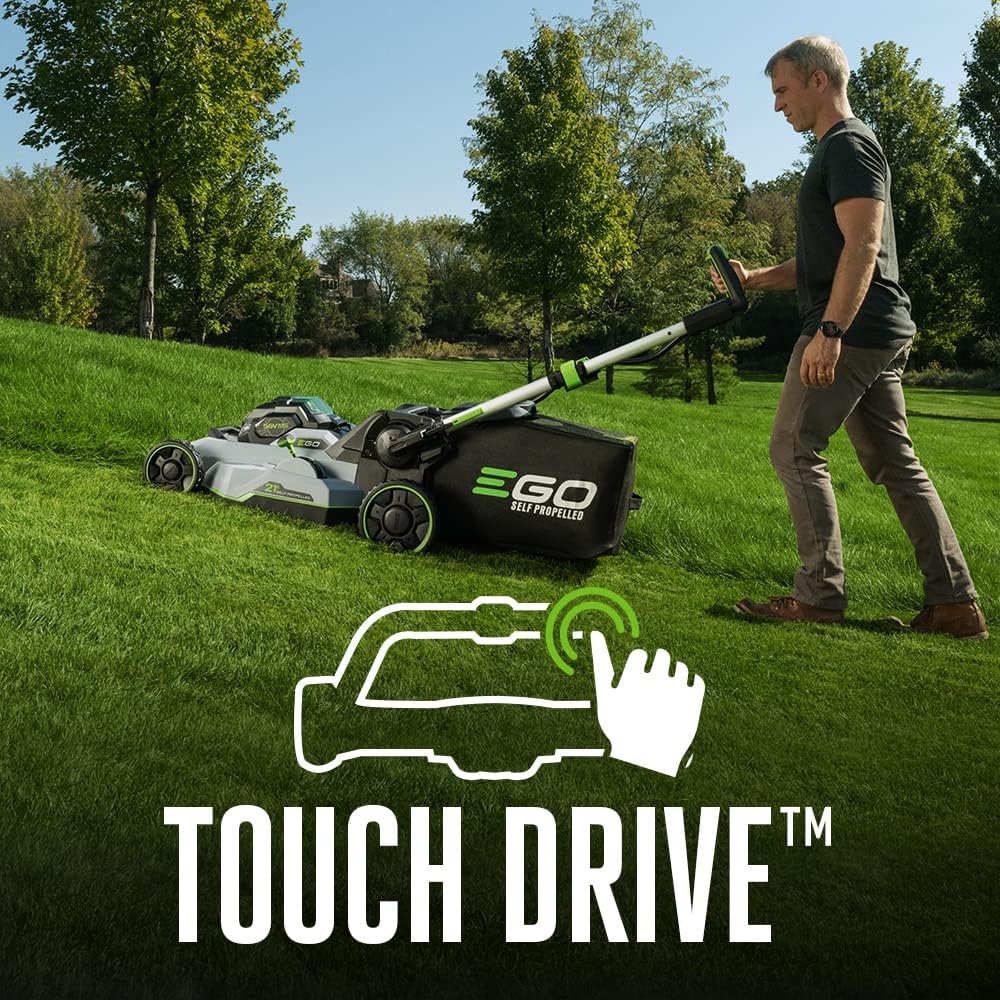 EGO Power+ 21-Inch 56V Self-Propelled Cordless Lawn Mower with 2x 4.0Ah Batteries & Rapid Charger, Black pinegardens