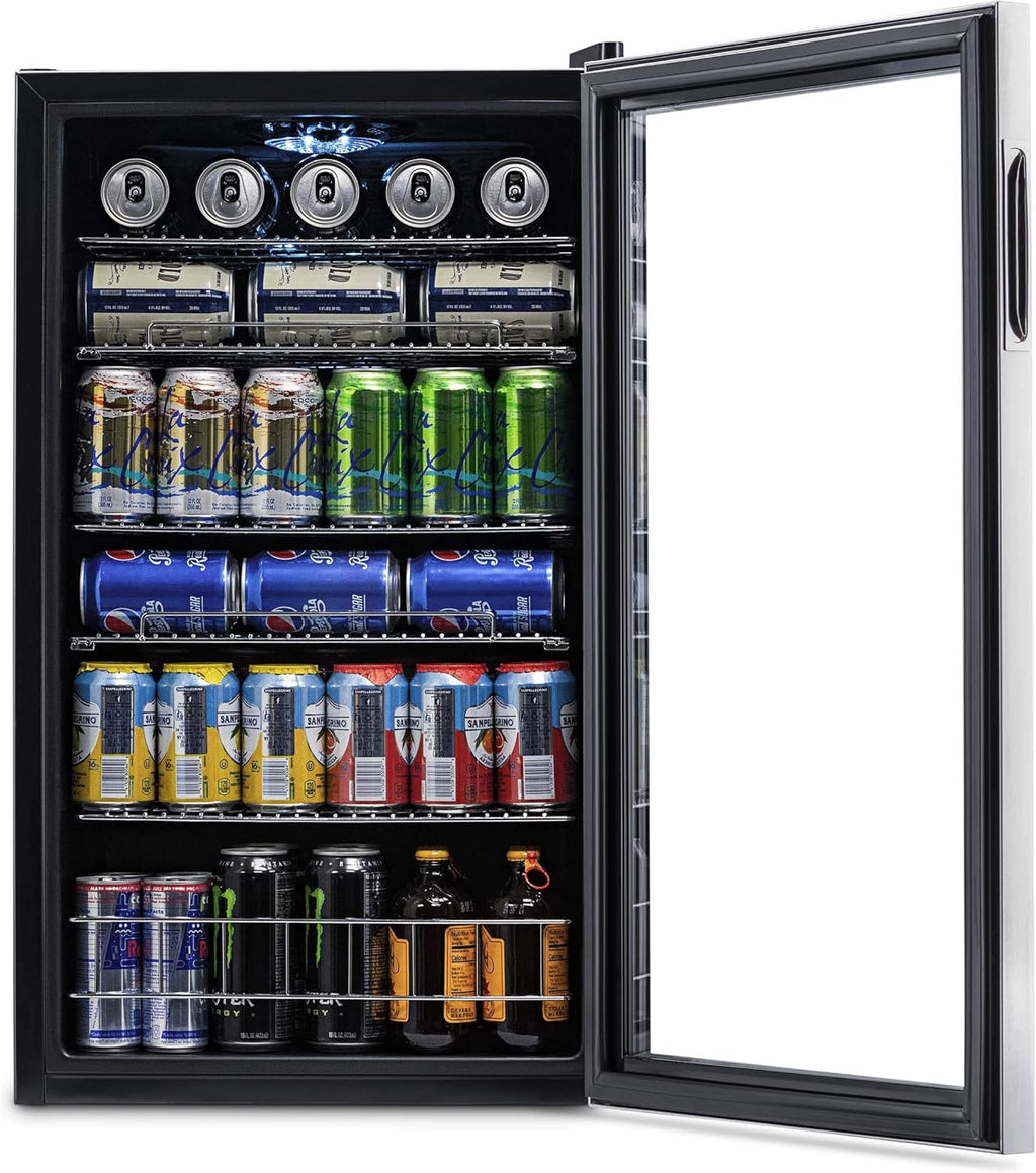Beverage Refrigerator Cooler | 126 Cans Free Standing with Right Hinge Glass Door | Mini Fridge Beverage Organizer Perfect For Beer, Wine, Soda, And Cooler Drinks mysite