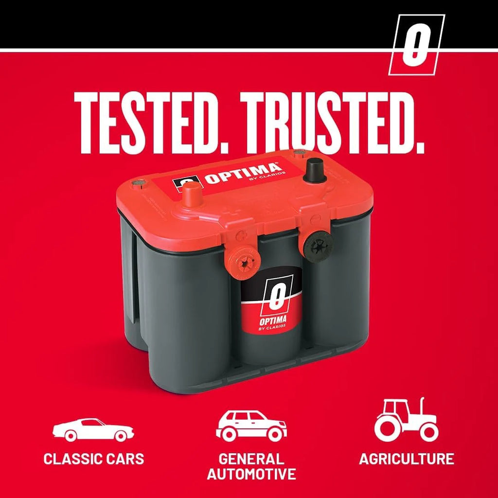 OPTIMA RedTop AGM starter battery, 720 CCA, dual terminals pinegardens