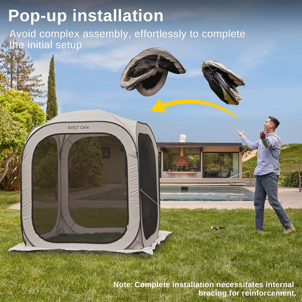 EAST OAK Screen House Tent Pop-Up, Portable Screen Room Canopy Instant Screen Tent 10 x 10 FT with Carry Bag for Patio, Backyard, Deck & Outdoor Activities, Beige mysite