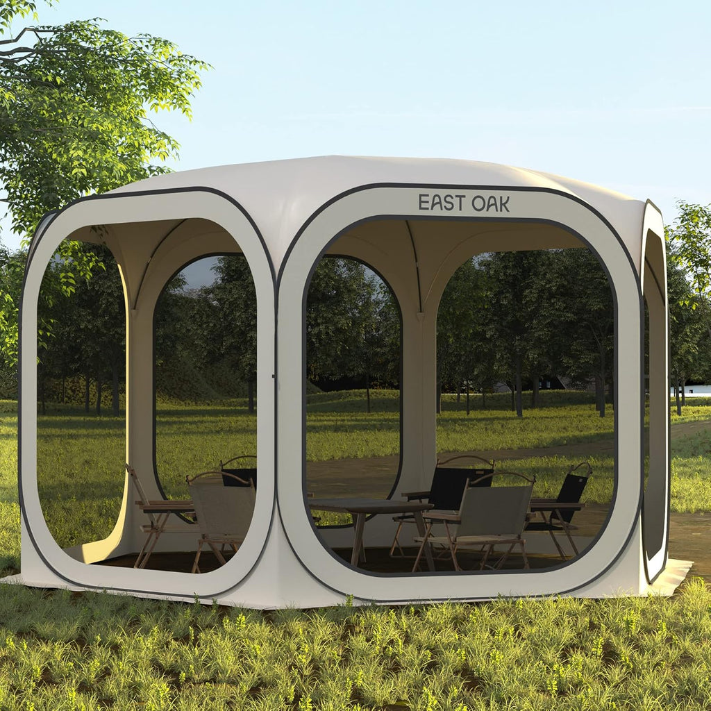 EAST OAK Screen House Tent Pop-Up, Portable Screen Room Canopy Instant Screen Tent 10 x 10 FT with Carry Bag for Patio, Backyard, Deck & Outdoor Activities, Beige mysite