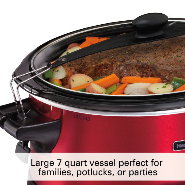 2025 Hamilton Beach 7 Quart Stay or Go Programmable Slow Cooker with Party Dipper, Red, 33478 pinegardens