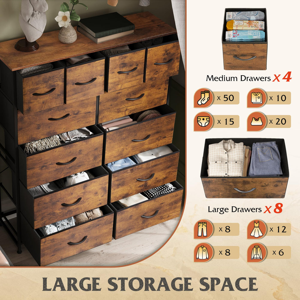 WLIVE Tall Dresser for Bedroom with 12 Drawers pinegardens