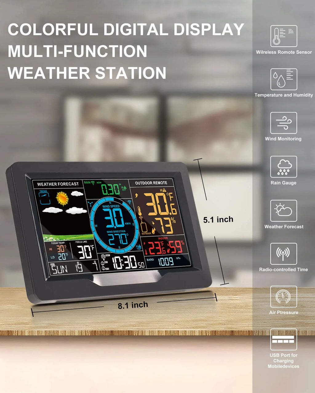 Professional Weather Station Wireless Indoor Outdoor Thermometer pinegardens