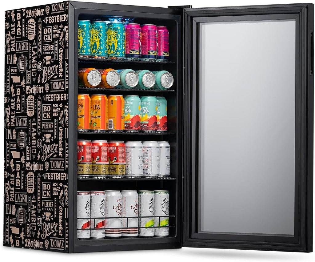 Beverage Refrigerator Cooler | 126 Cans Free Standing with Right Hinge Glass Door | Mini Fridge Beverage Organizer Perfect For Beer, Wine, Soda, And Cooler Drinks mysite