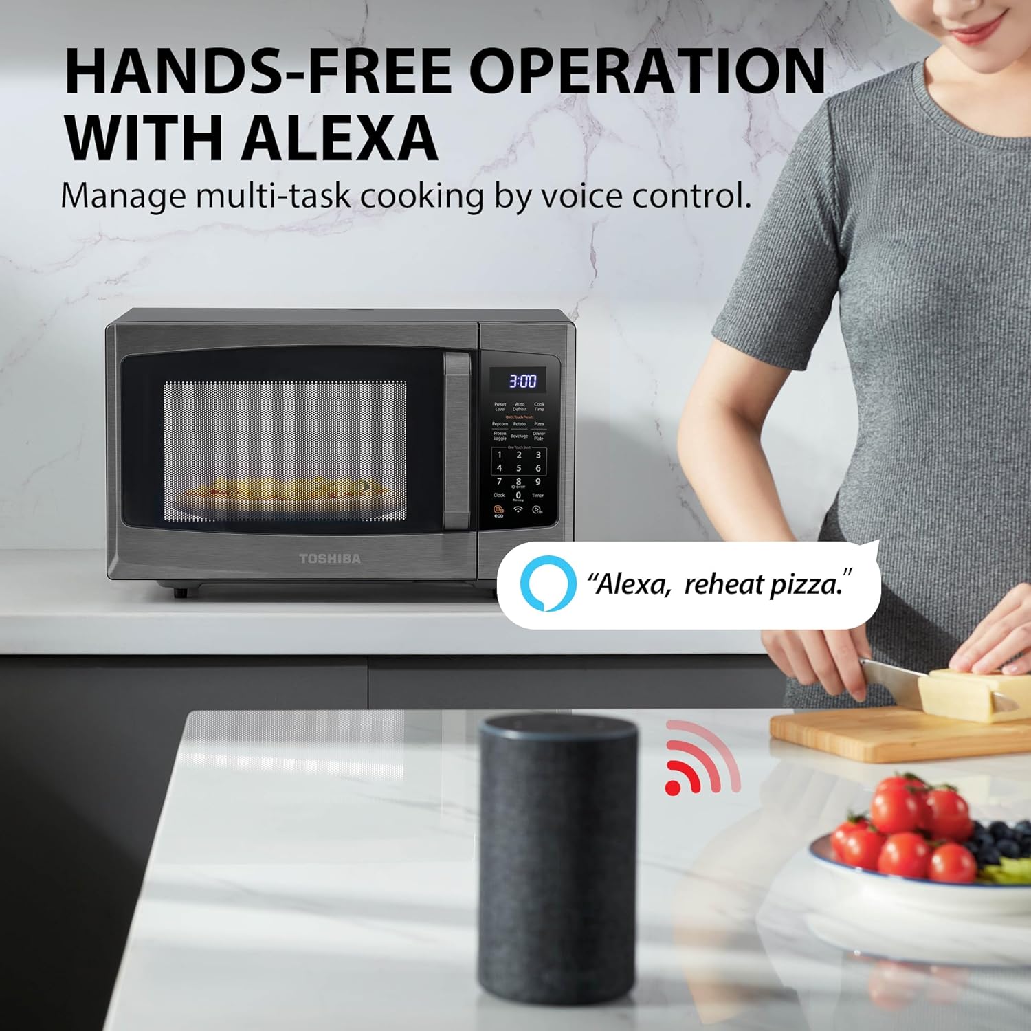 TOSHIBA 4-in-1 ML-EC42P(SS) Countertop Microwave Oven, Smart Sensor, Convection, Air Fryer Combo, Mute Function, Position Memory 13.6" Turntable, 1.5 Cu Ft, 1000W, Silver mysite