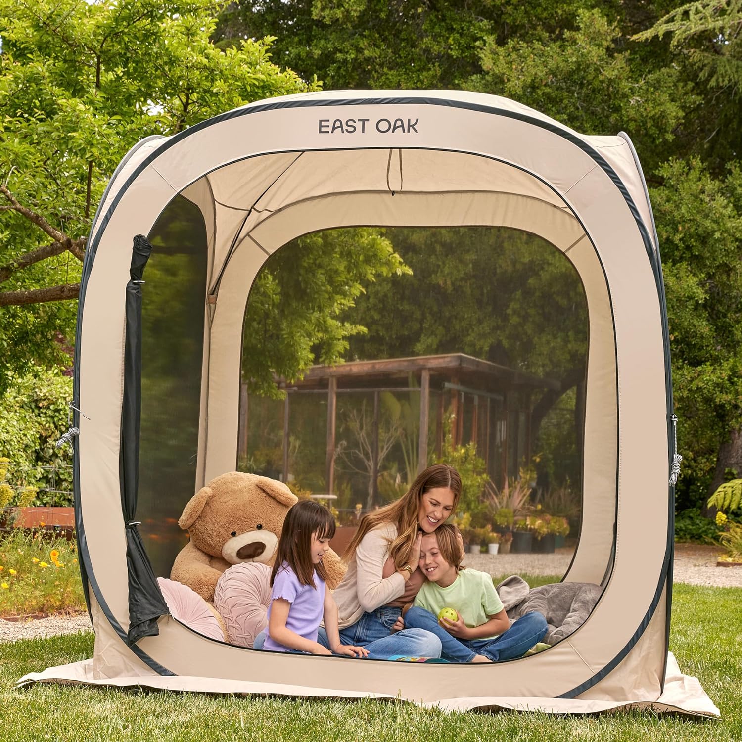 EAST OAK Screen House Tent Pop-Up, Portable Screen Room Canopy Instant Screen Tent 10 x 10 FT with Carry Bag for Patio, Backyard, Deck & Outdoor Activities, Beige mysite
