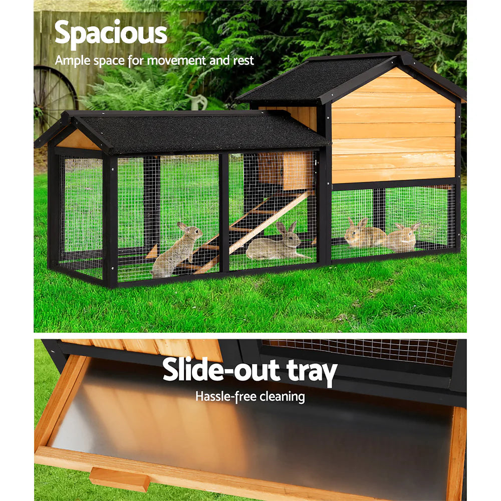 Extra Large Wooden Outdoor Chicken Coop Rabbit Hutch with Run - i.Pet pinegardens