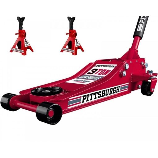 3 Ton Low Profile Floor Jack and Jack Stands Set Steel Hydraulic Car Jack Lift pinegardens