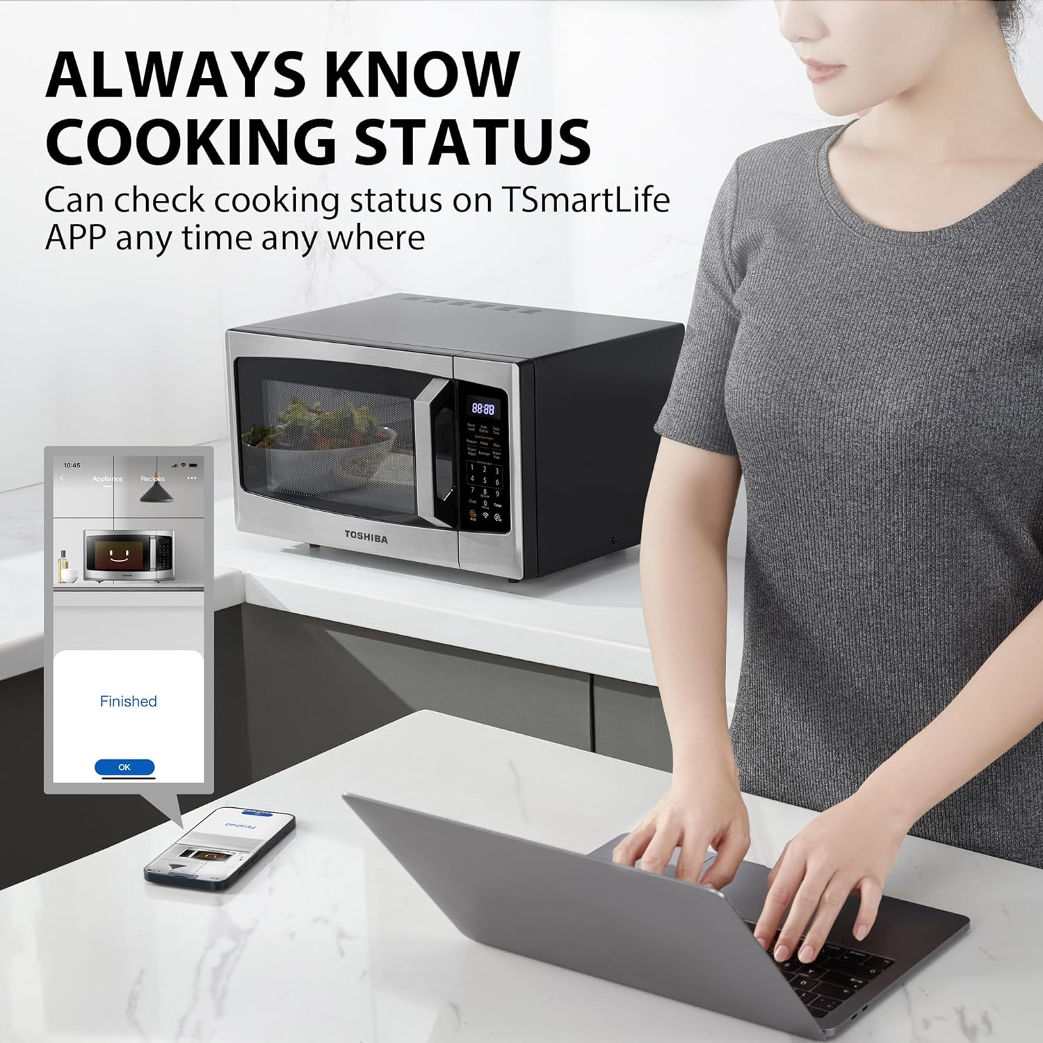 TOSHIBA 4-in-1 ML-EC42P(SS) Countertop Microwave Oven, Smart Sensor, Convection, Air Fryer Combo, Mute Function, Position Memory 13.6" Turntable, 1.5 Cu Ft, 1000W, Silver mysite