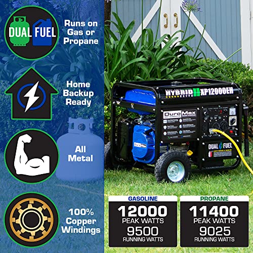 DuroMax XP12000EH Dual Fuel Generator – 12,000W Gas/Propane, 457cc 4-Stroke Engine, EPA/CARB Compliant pinegardens