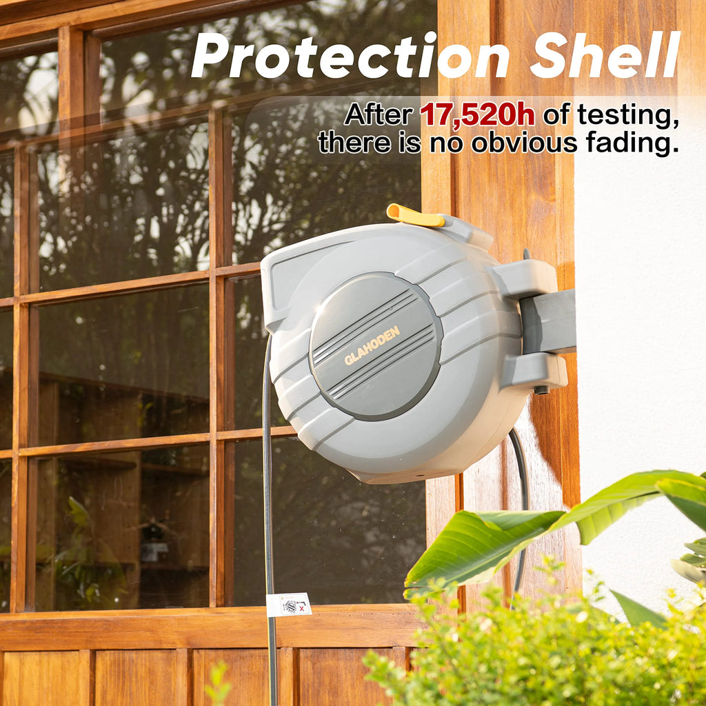 GLAHODEN Retractable Garden Hose Reel 5/8 in x 100 ft pinegardens