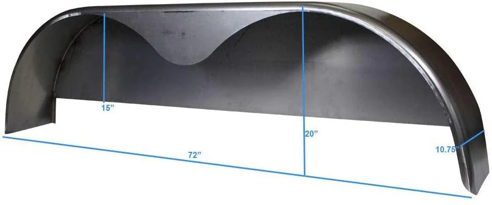 72×10-3/4 Tandem Axle Steel Trailer Fender with Back Plate Welded In (2-Pack) pinegardens
