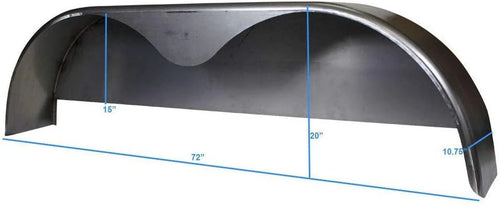 72×10-3/4 Tandem Axle Steel Trailer Fender with Back Plate Welded In (2-Pack) pinegardens