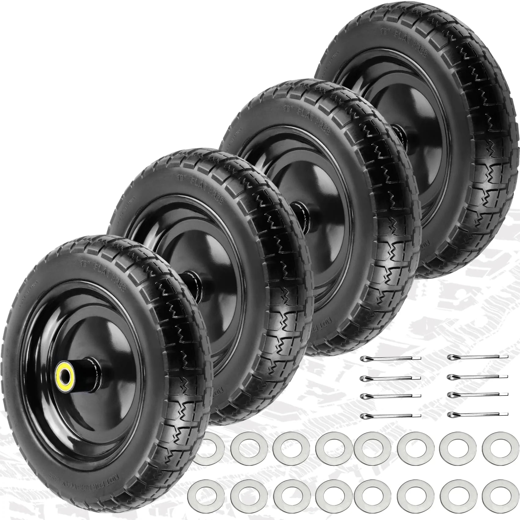 Pontuss 13" Flat Free Wheels Replacement for GOR Garden Cart pinegardens