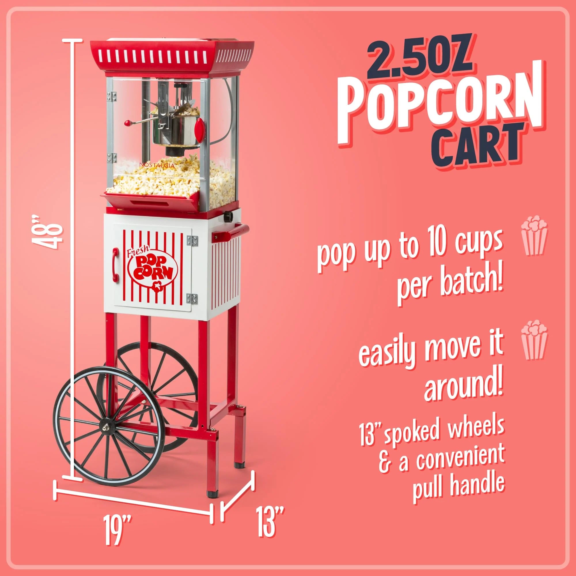 Nostalgia Popcorn Maker Machine With 2.5 Oz Kettle pinegardens