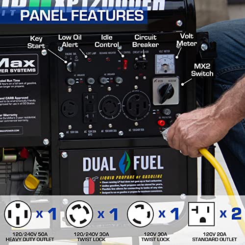 DuroMax XP12000EH Dual Fuel Generator – 12,000W Gas/Propane, 457cc 4-Stroke Engine, EPA/CARB Compliant pinegardens
