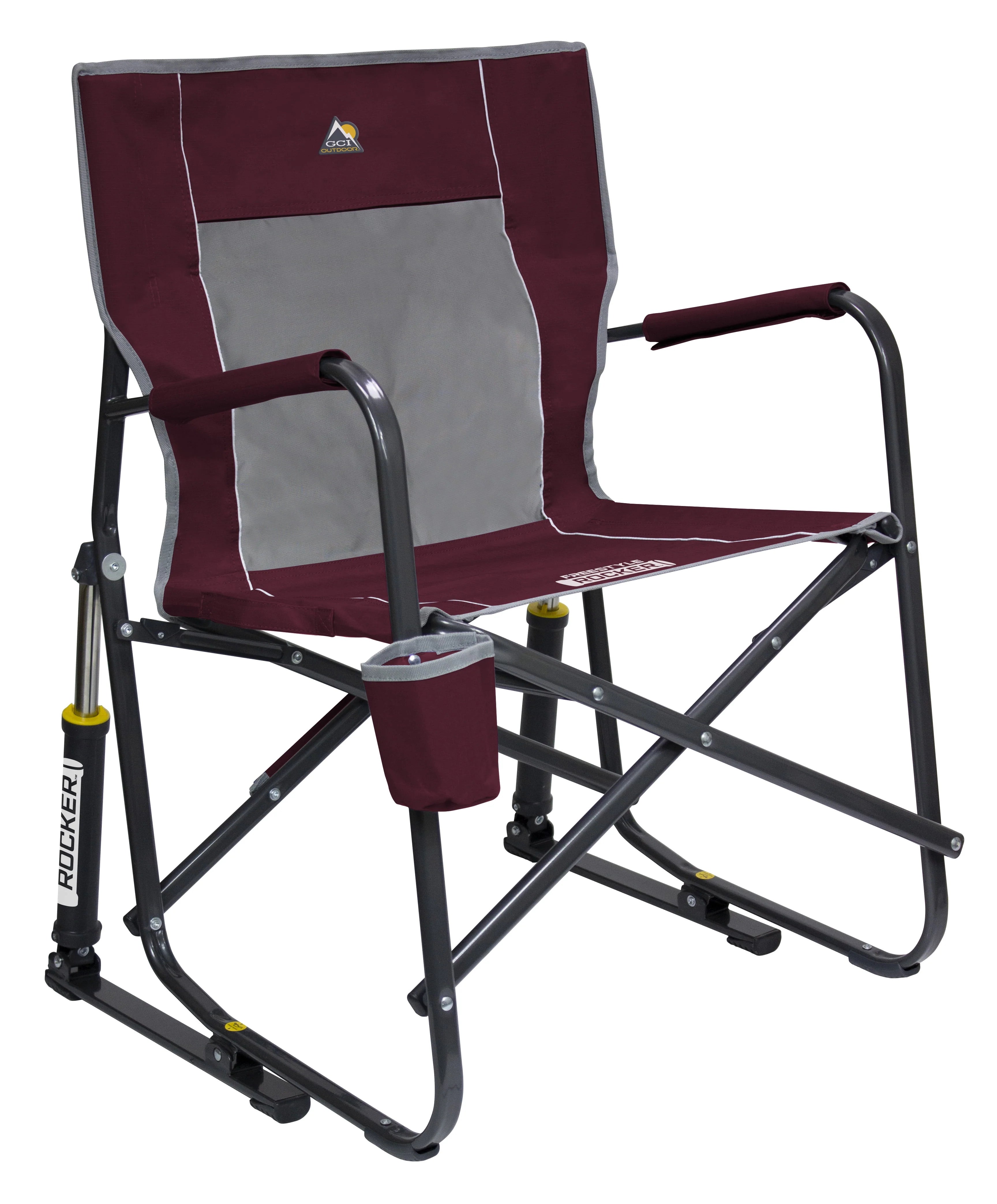 GCI Outdoor Freestyle Rocker Foldable Rocking Camp Chair, Maroon pinegardens