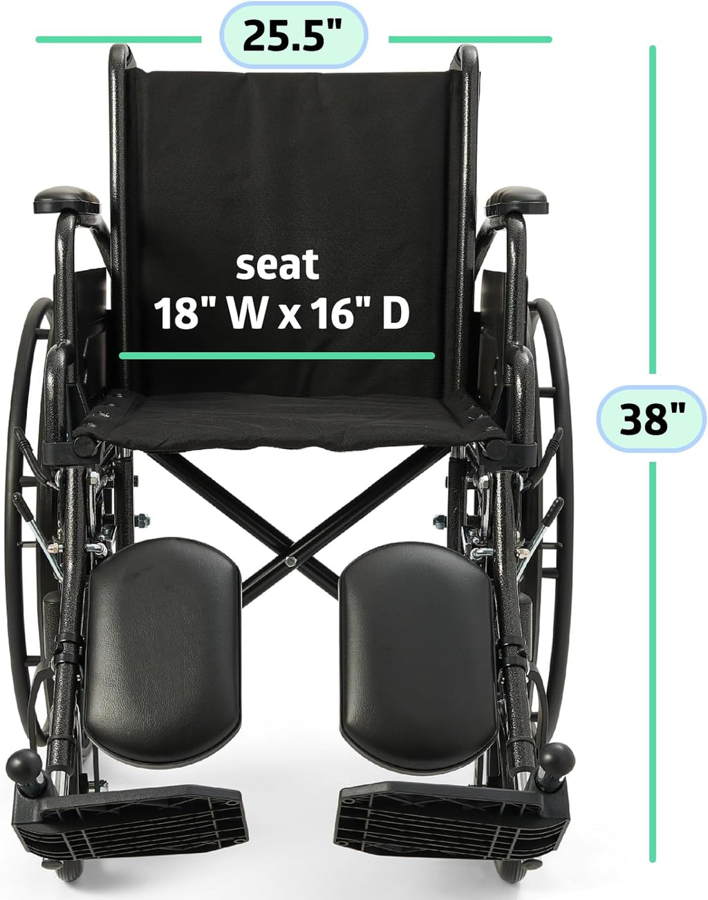 Lightweight Wheelchair for Adults With Swing-Back, Desk-Length Arms, Elevating Leg Rests; 18W" x 16"D Seat mysite
