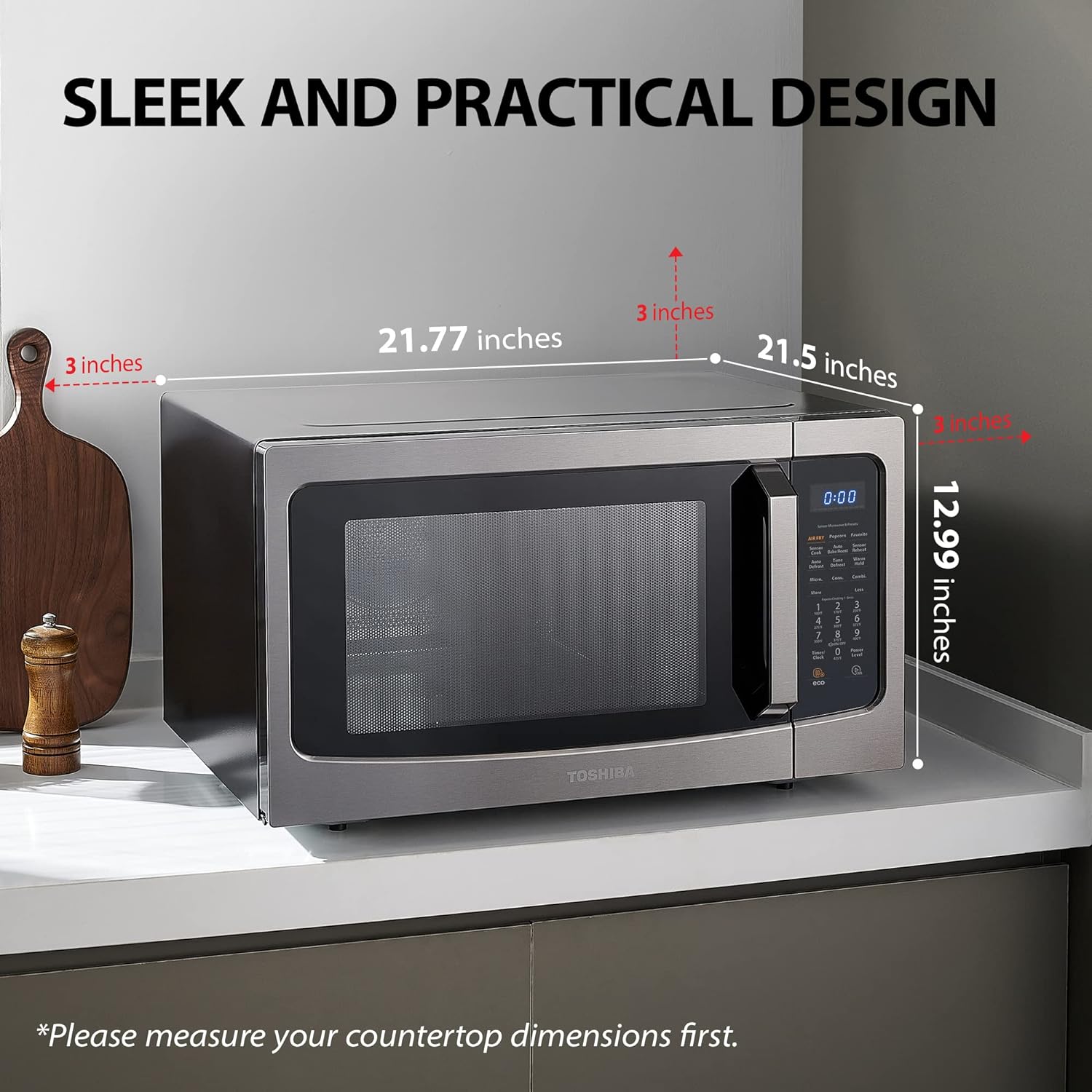 TOSHIBA 4-in-1 ML-EC42P(SS) Countertop Microwave Oven, Smart Sensor, Convection, Air Fryer Combo, Mute Function, Position Memory 13.6" Turntable, 1.5 Cu Ft, 1000W, Silver mysite