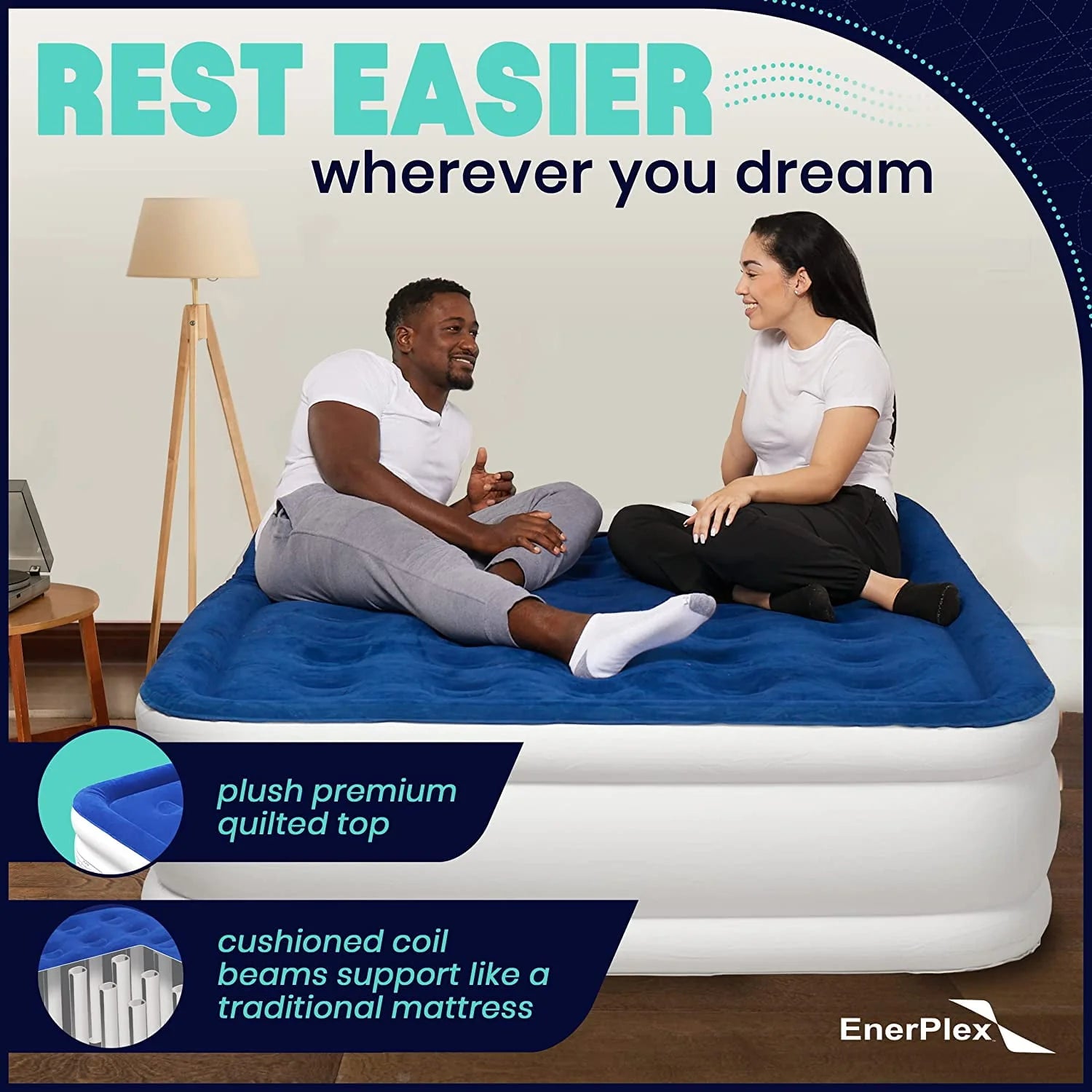 EnerPlex Air Mattress with Built-in Pump - Double Height Inflatable Mattress for Camping, Home & Portable Travel - Queen, 13 Inch  sgtnighsdesigns pinegardens