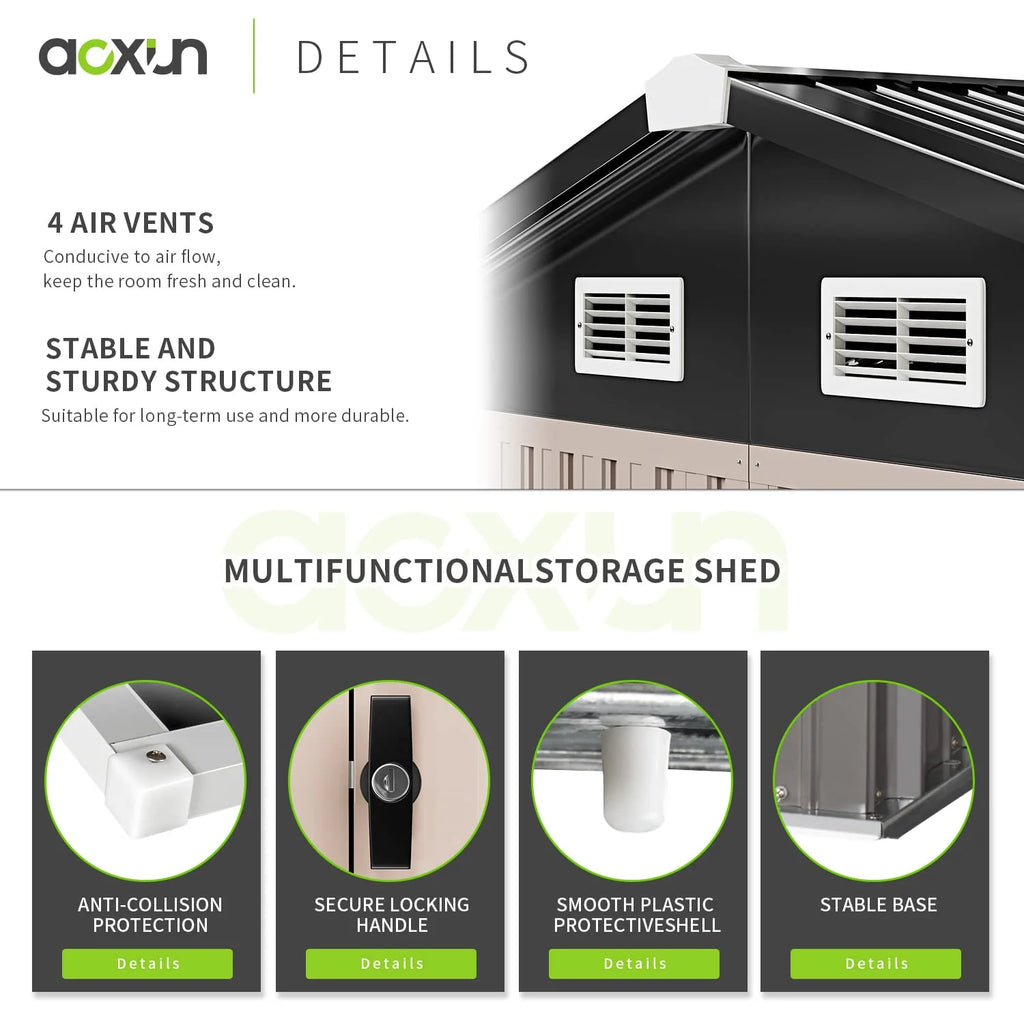 Aoxun 6.4x4 FT Outdoor Storage Shed for Tool, Garden pinegardens