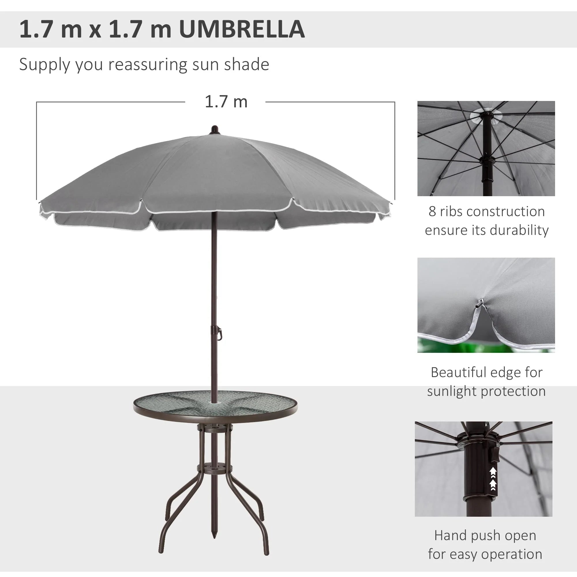 Outsunny 6 Piece Patio Dining Set for 4 with Umbrella pinegardens