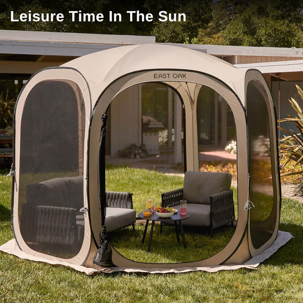 EAST OAK Screen House Tent Pop-Up, Portable Screen Room Canopy Instant Screen Tent 10 x 10 FT with Carry Bag for Patio, Backyard, Deck & Outdoor Activities, Beige mysite