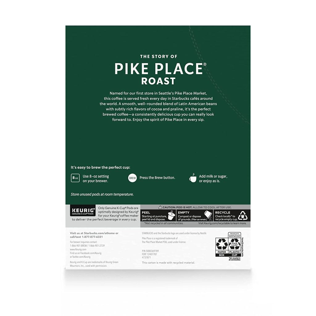 Starbucks Pike Place Roast Medium Coffee K-Cups 96-Count – 100% Arabica, Keurig Compatible pinegardens
