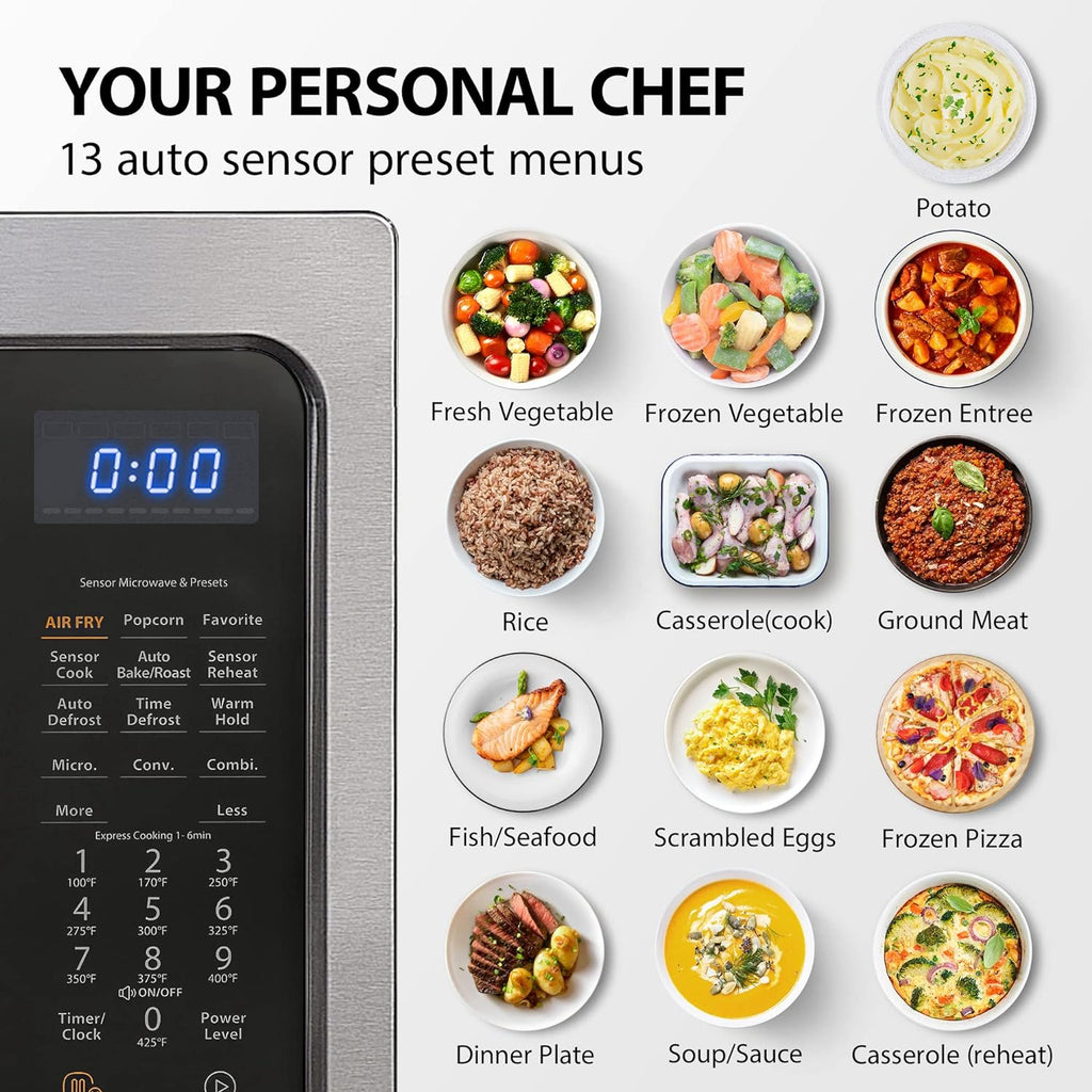 TOSHIBA 4-in-1 ML-EC42P(SS) Countertop Microwave Oven, Smart Sensor, Convection, Air Fryer Combo, Mute Function, Position Memory 13.6" Turntable, 1.5 Cu Ft, 1000W, Silver pinegardens