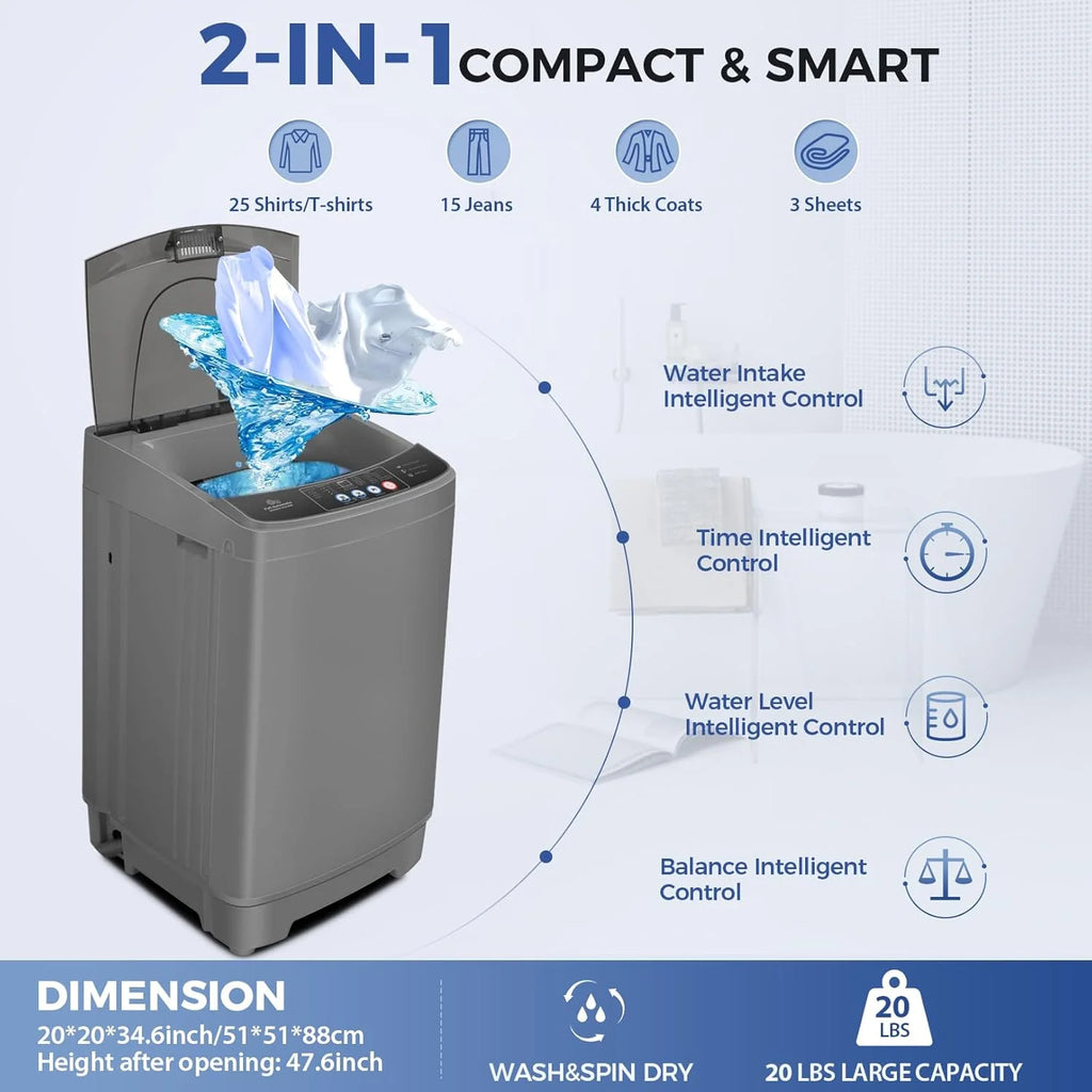 Nictemaw Portable Washing Machine, 20Lbs Capacity Full-Automatic Portable Washer Machine, 2.8Cu.ft Washer and Dryer Combo with Drain Pump, 10 Programs & 8 Water Levels for Apartment, Dorms, RV pinegardens