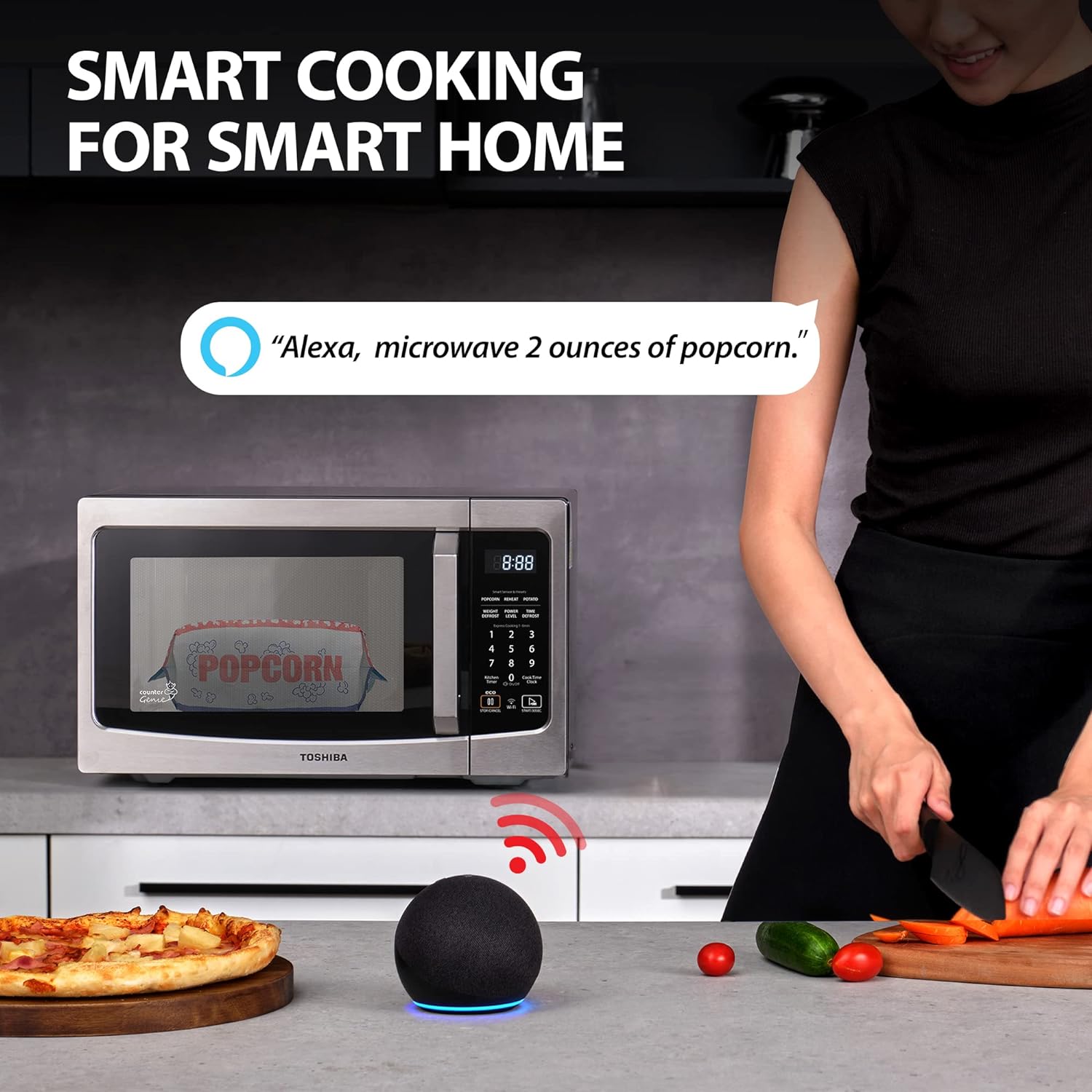 TOSHIBA 4-in-1 ML-EC42P(SS) Countertop Microwave Oven, Smart Sensor, Convection, Air Fryer Combo, Mute Function, Position Memory 13.6" Turntable, 1.5 Cu Ft, 1000W, Silver mysite