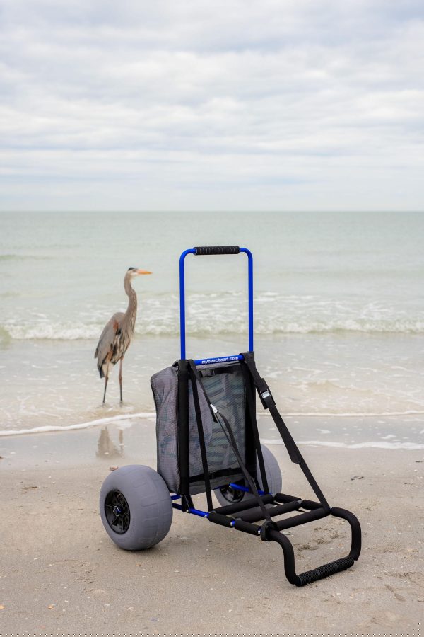 My Beach Cart Heavy Duty Folding Cart with 12′′ Balloon Tires, Aluminum Frame, Adjustable Handle, Large Mesh Bag for Sand pinegardens