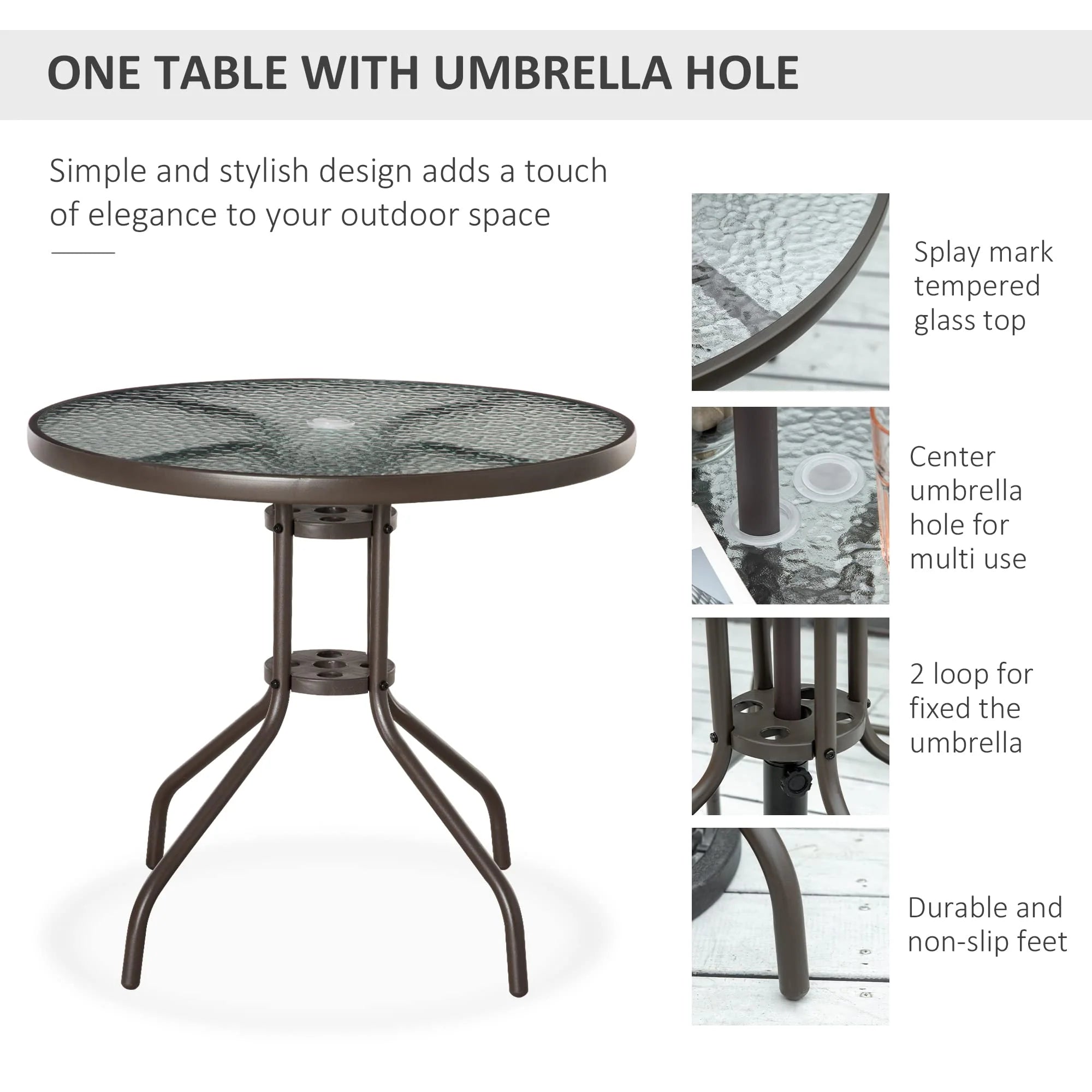 Outsunny 6 Piece Patio Dining Set for 4 with Umbrella pinegardens