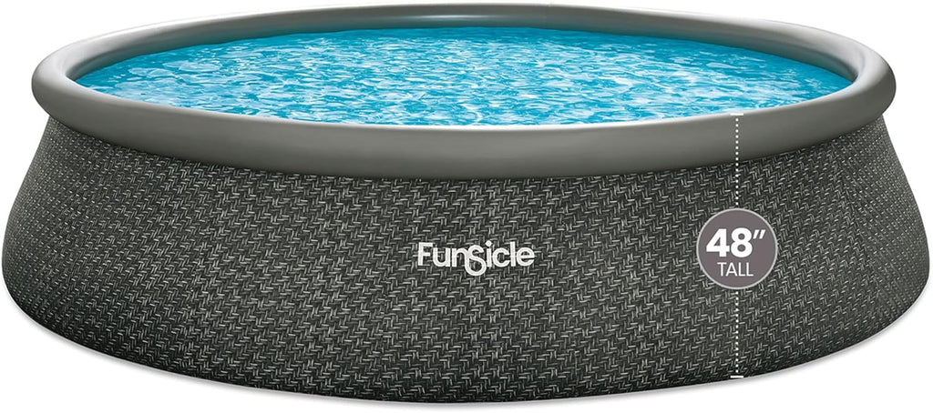 Funsicle 12 Foot by 36 Inch Quickset Round Inflatable Ring Top Outdoor Above Ground Swimming Pool Set with Pump and Cartridge Filter, Dark Herringbone mysite