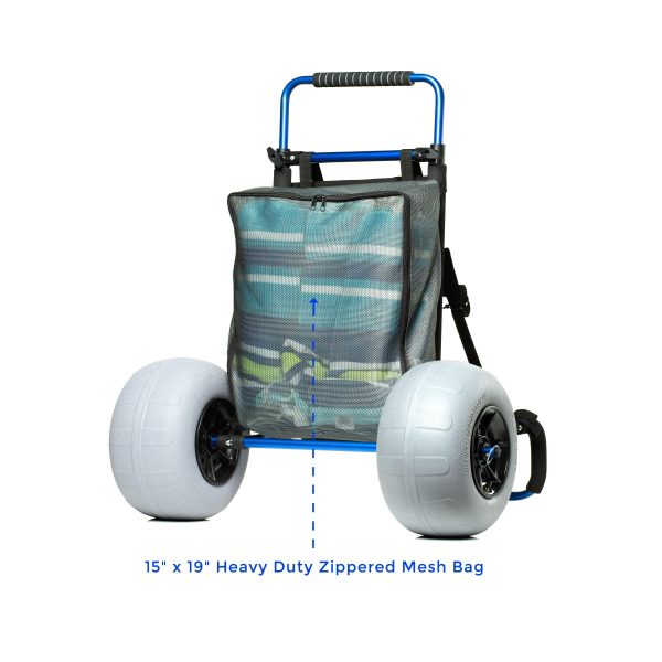 My Beach Cart Heavy Duty Folding Cart with 12′′ Balloon Tires, Aluminum Frame, Adjustable Handle, Large Mesh Bag for Sand pinegardens