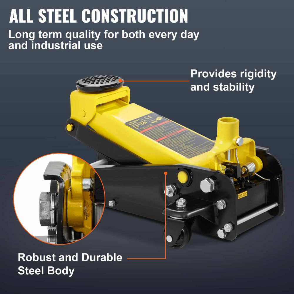 VEVOR 3 Ton Low Profile Floor Jack, Steel Hydraulic Pump, Wide Lift Range, Durable & Easy Operation pinegardens