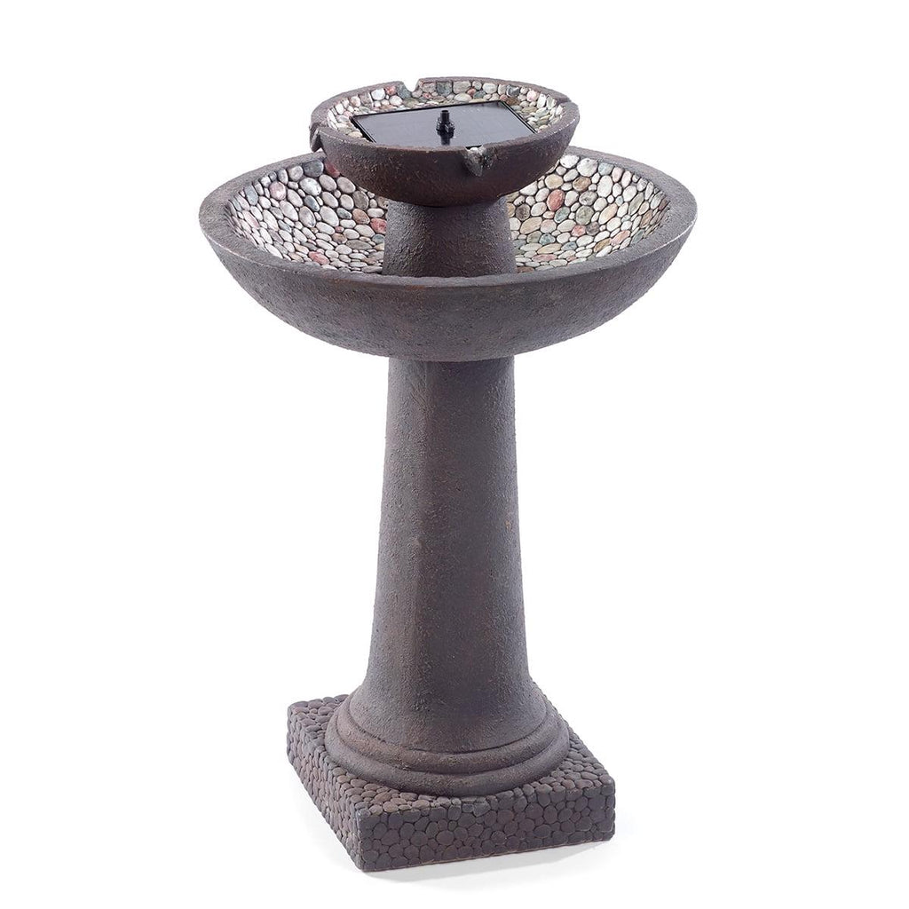 Smart Solar Riverstone 2-Tier Solar Fountain, Brown – Easy Install, No Wiring, 6-Hour Runtime, GFRC Construction mysite