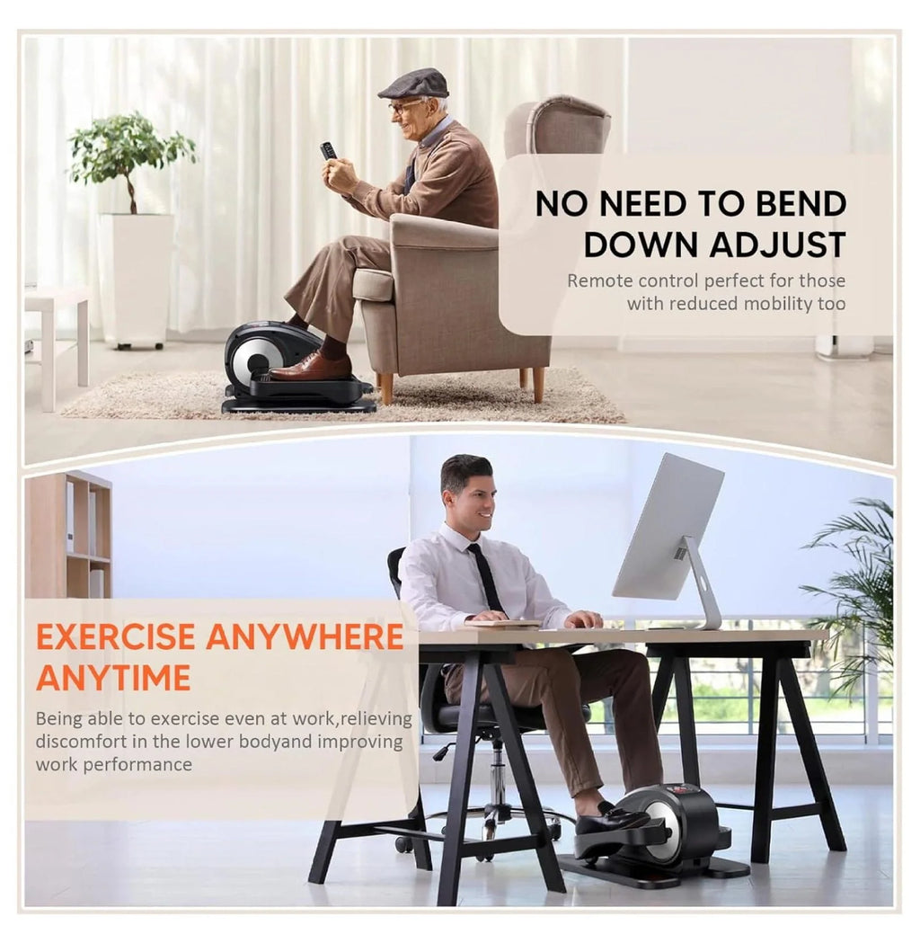 Under Desk Elliptical, Electric Foot Pedal Exerciser, Fully Assembled Seated Elliptical, Compact Portable Elliptical Machine Trainer with Control, Mini Elliptical Leg Exerciser for Home pinegardens