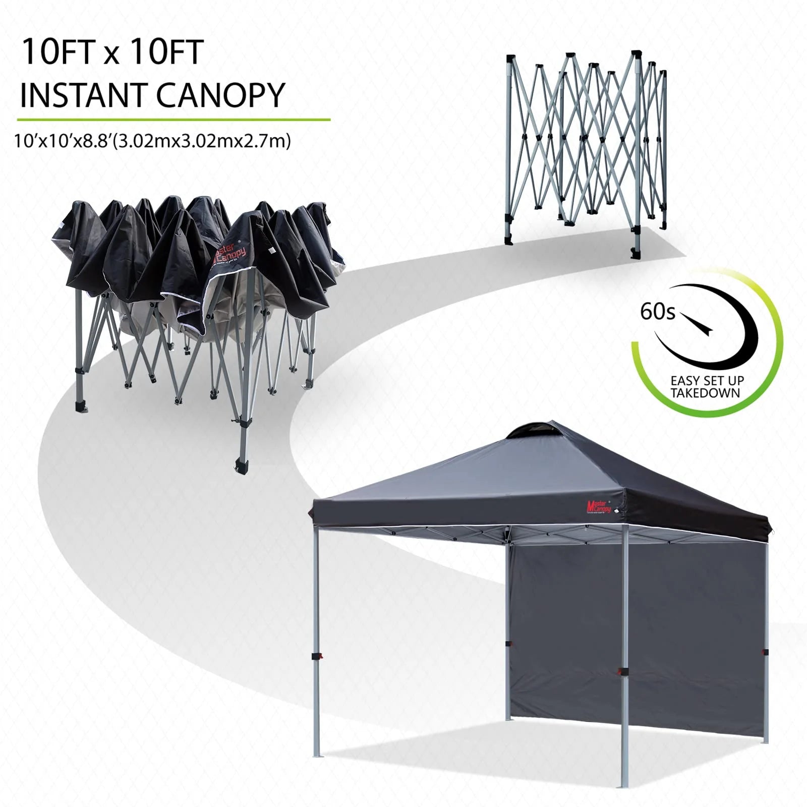 MASTERCANOPY Durable Pop-up Canopy Tent with 1 Sidewall pinegardens