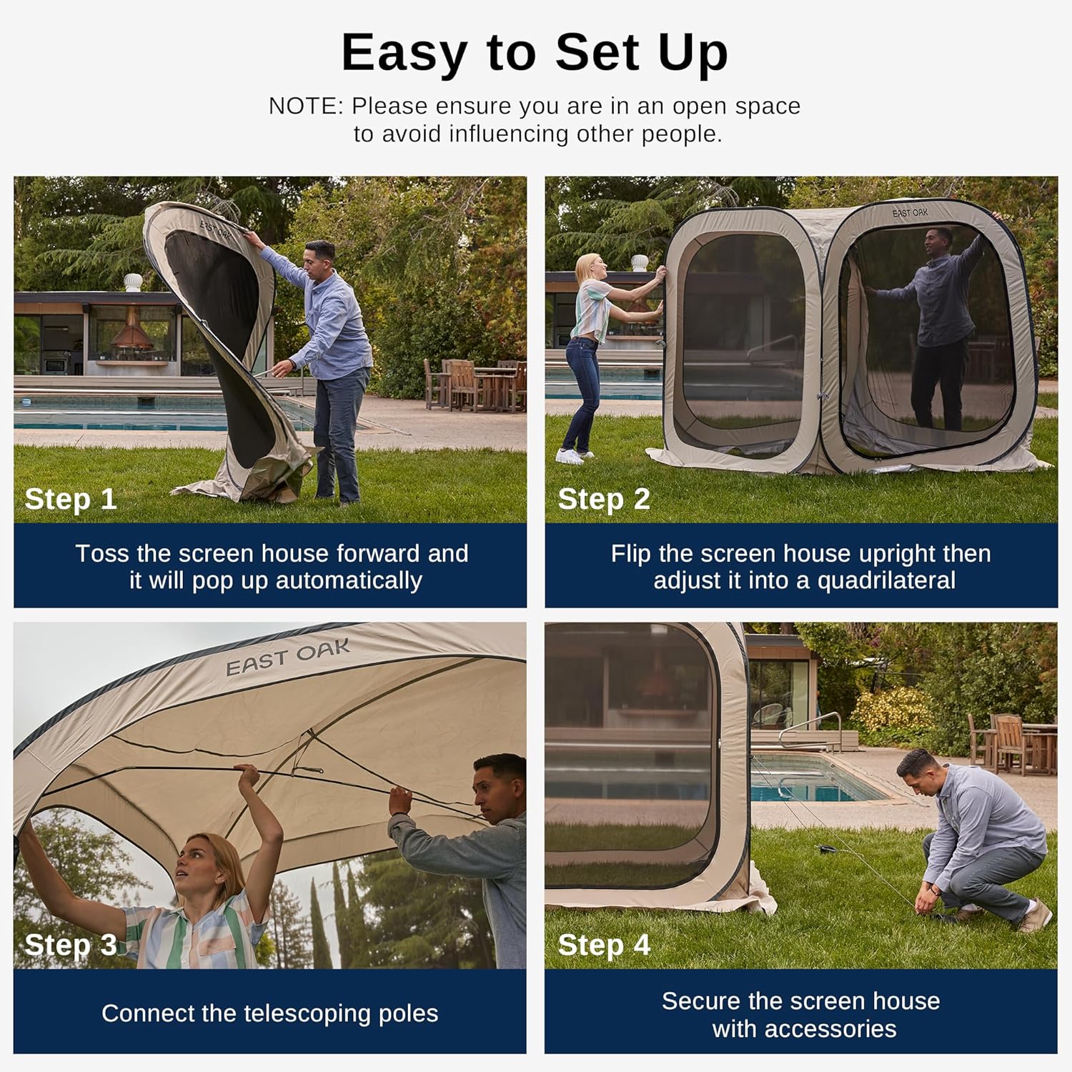 EAST OAK Screen House Tent Pop-Up, Portable Screen Room Canopy Instant Screen Tent 10 x 10 FT with Carry Bag for Patio, Backyard, Deck & Outdoor Activities, Beige mysite