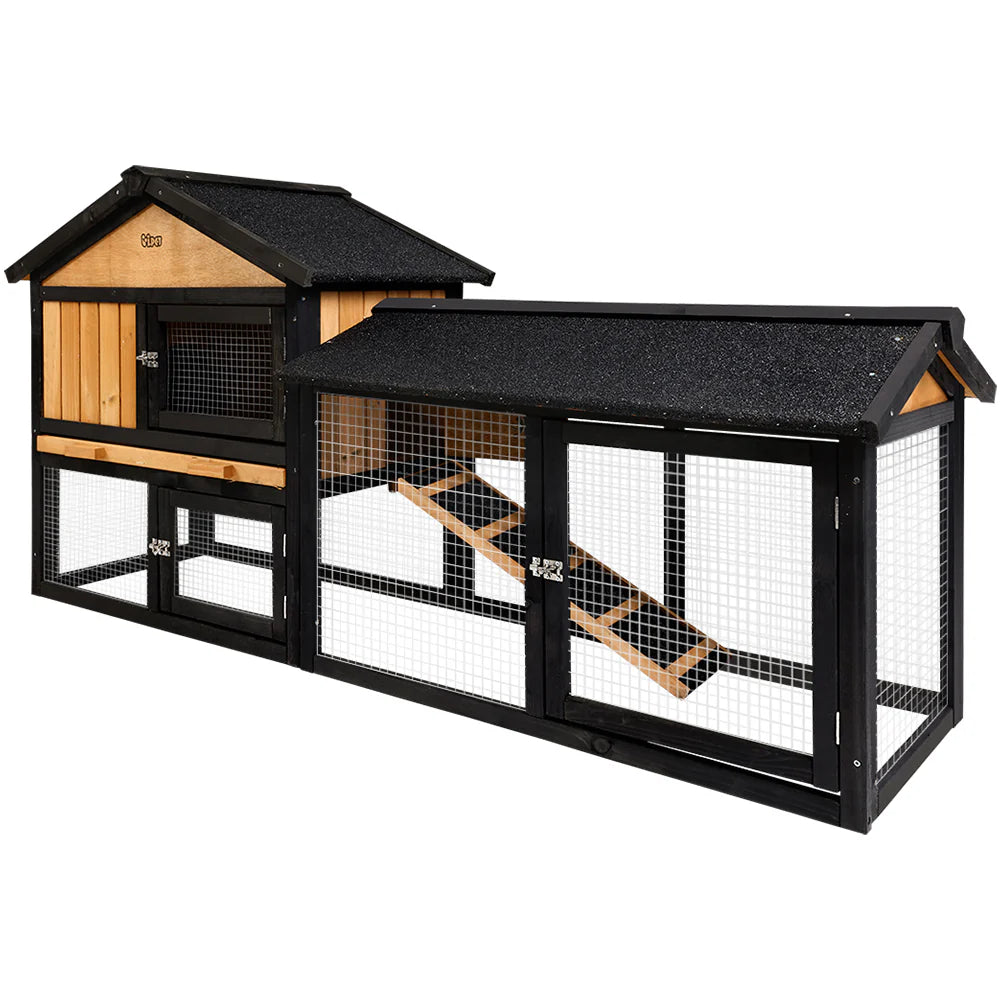 Extra Large Wooden Outdoor Chicken Coop Rabbit Hutch with Run - i.Pet pinegardens