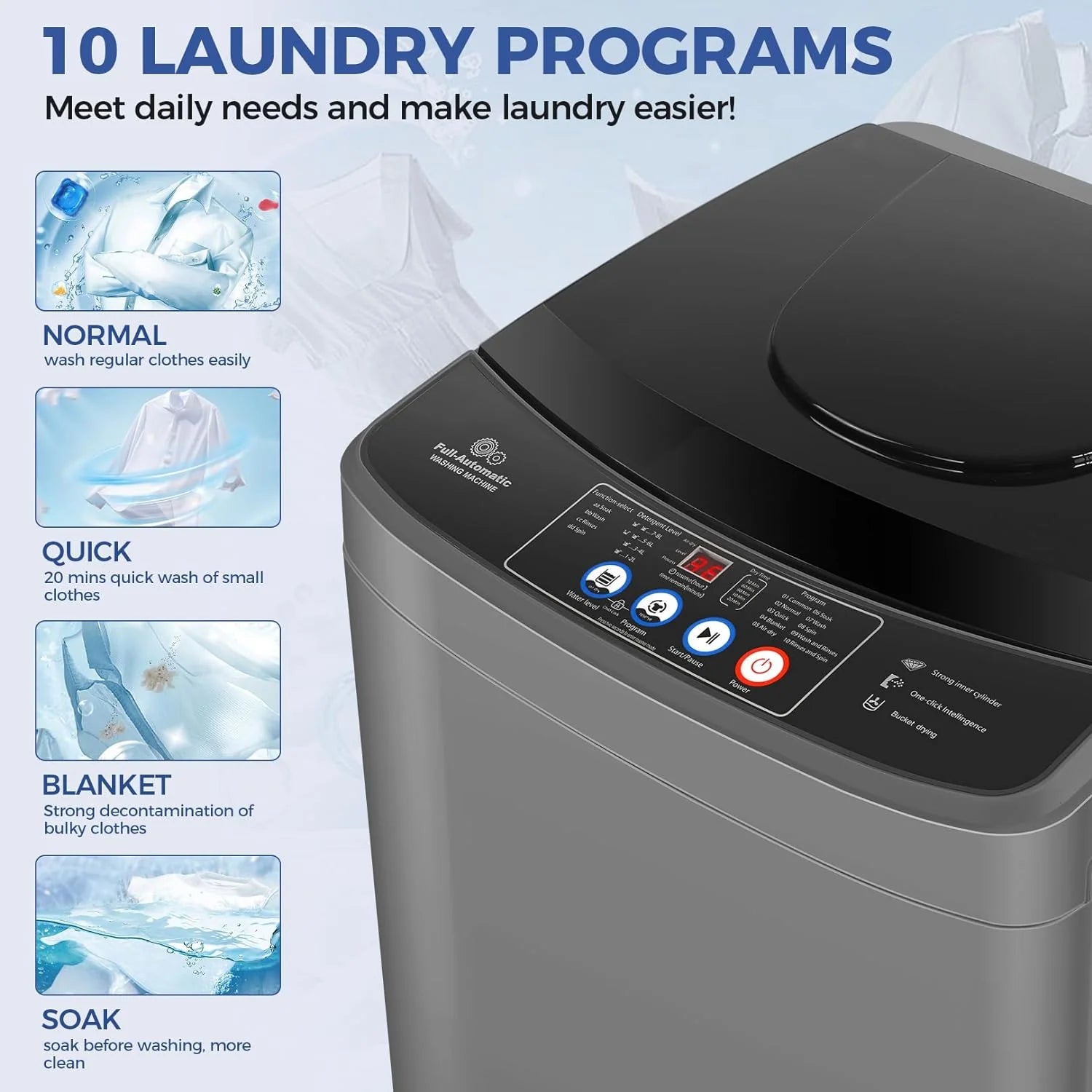 Nictemaw Portable Washing Machine, 20Lbs Capacity Full-Automatic Portable Washer Machine, 2.8Cu.ft Washer and Dryer Combo with Drain Pump, 10 Programs & 8 Water Levels for Apartment, Dorms, RV pinegardens