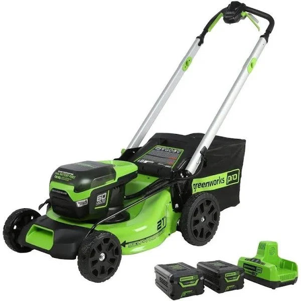 Greenworks Pro 21 in. 60V Battery Cordless Self-Propelled Walk-Behind Lawn Mower with (2) 4.0 Ah Battery and Charger pinegardens