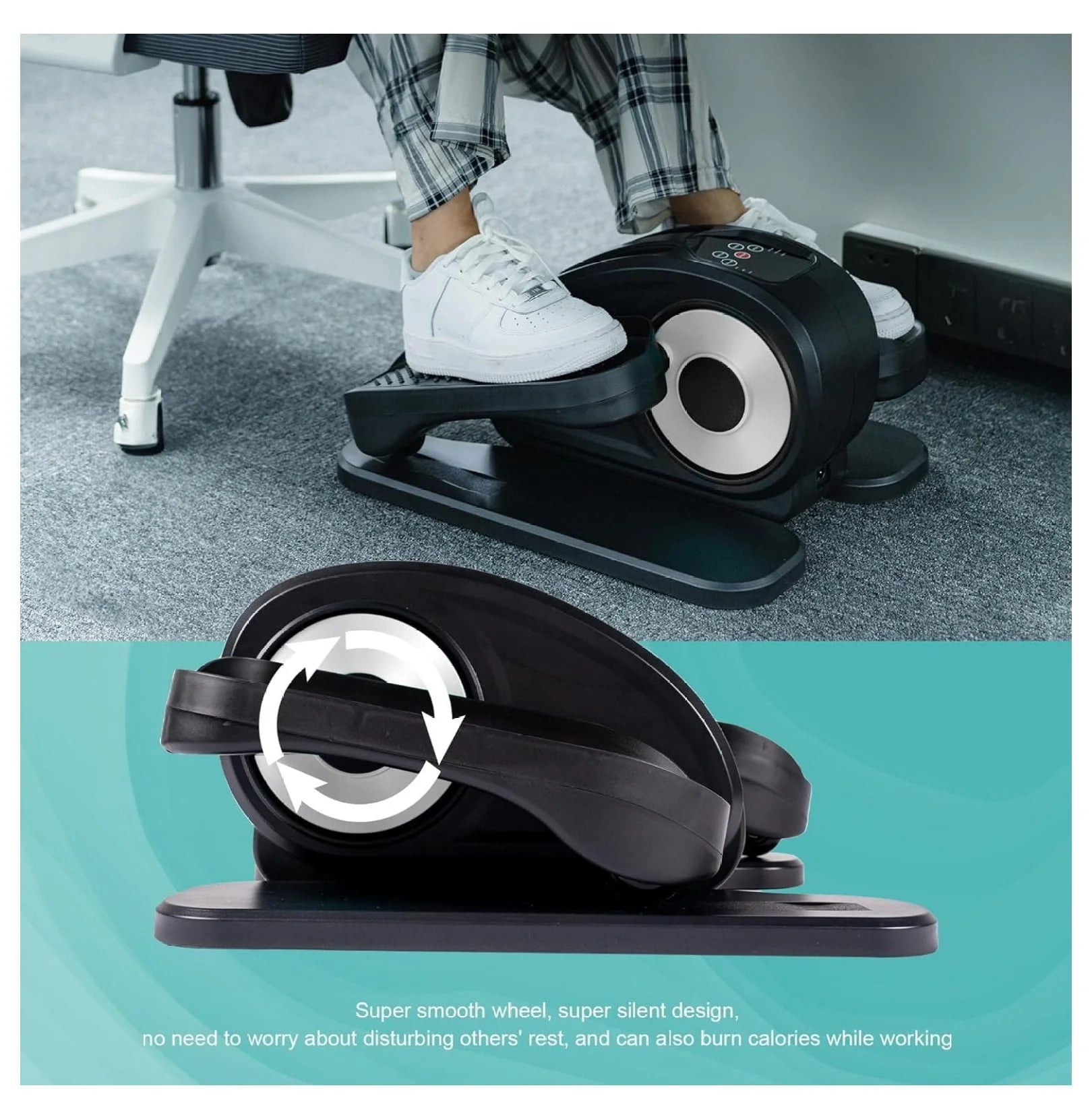Under Desk Elliptical, Electric Foot Pedal Exerciser, Fully Assembled Seated Elliptical, Compact Portable Elliptical Machine Trainer with Control, Mini Elliptical Leg Exerciser for Home pinegardens