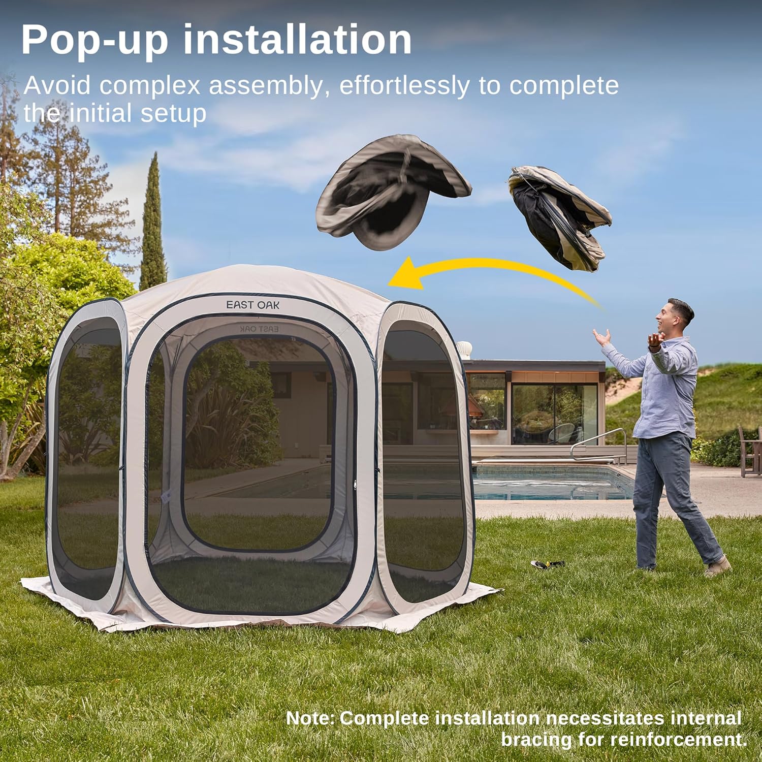 EAST OAK Screen House Tent Pop-Up, Portable Screen Room Canopy Instant Screen Tent 10 x 10 FT with Carry Bag for Patio, Backyard, Deck & Outdoor Activities, Beige mysite