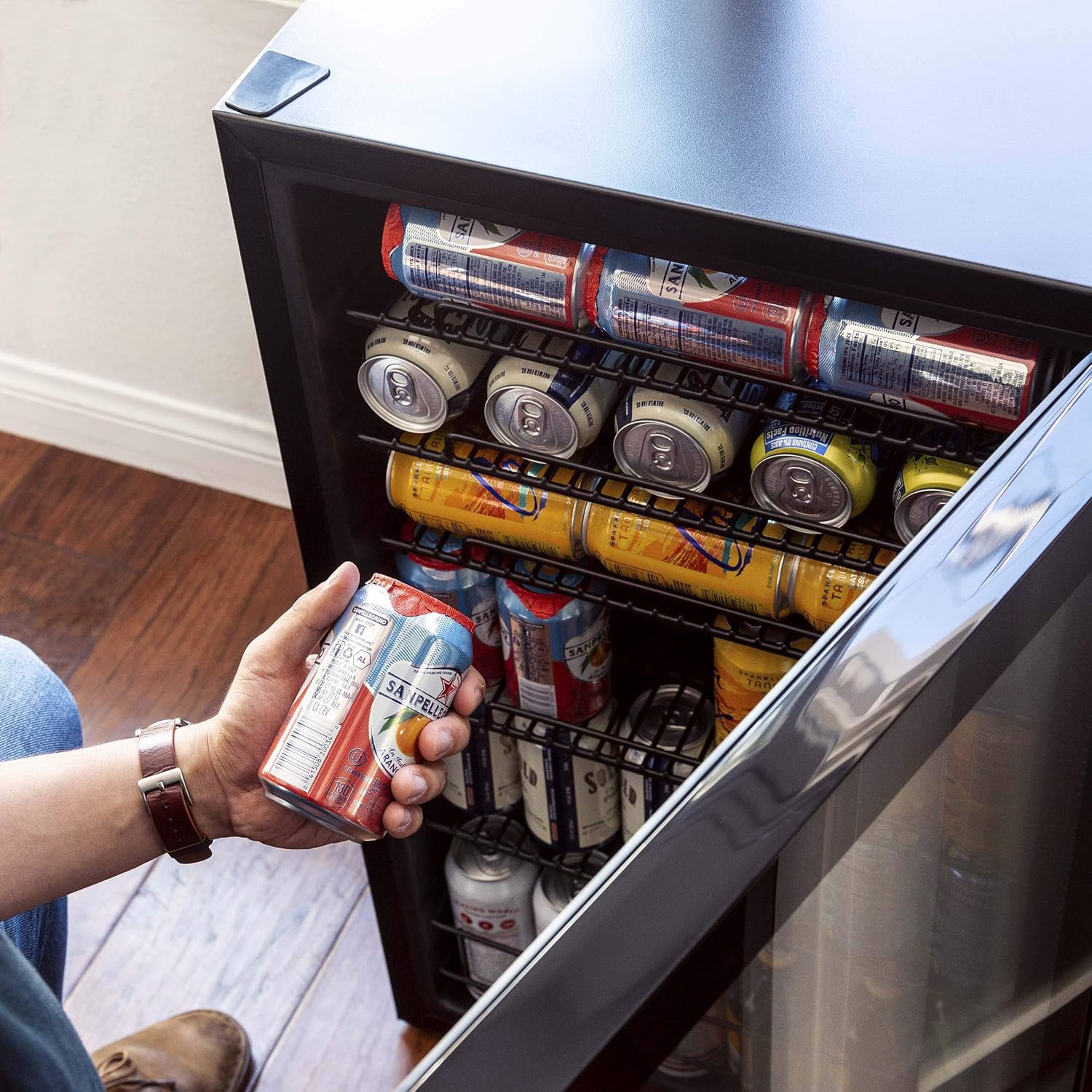 Beverage Refrigerator Cooler | 126 Cans Free Standing with Right Hinge Glass Door | Mini Fridge Beverage Organizer Perfect For Beer, Wine, Soda, And Cooler Drinks mysite