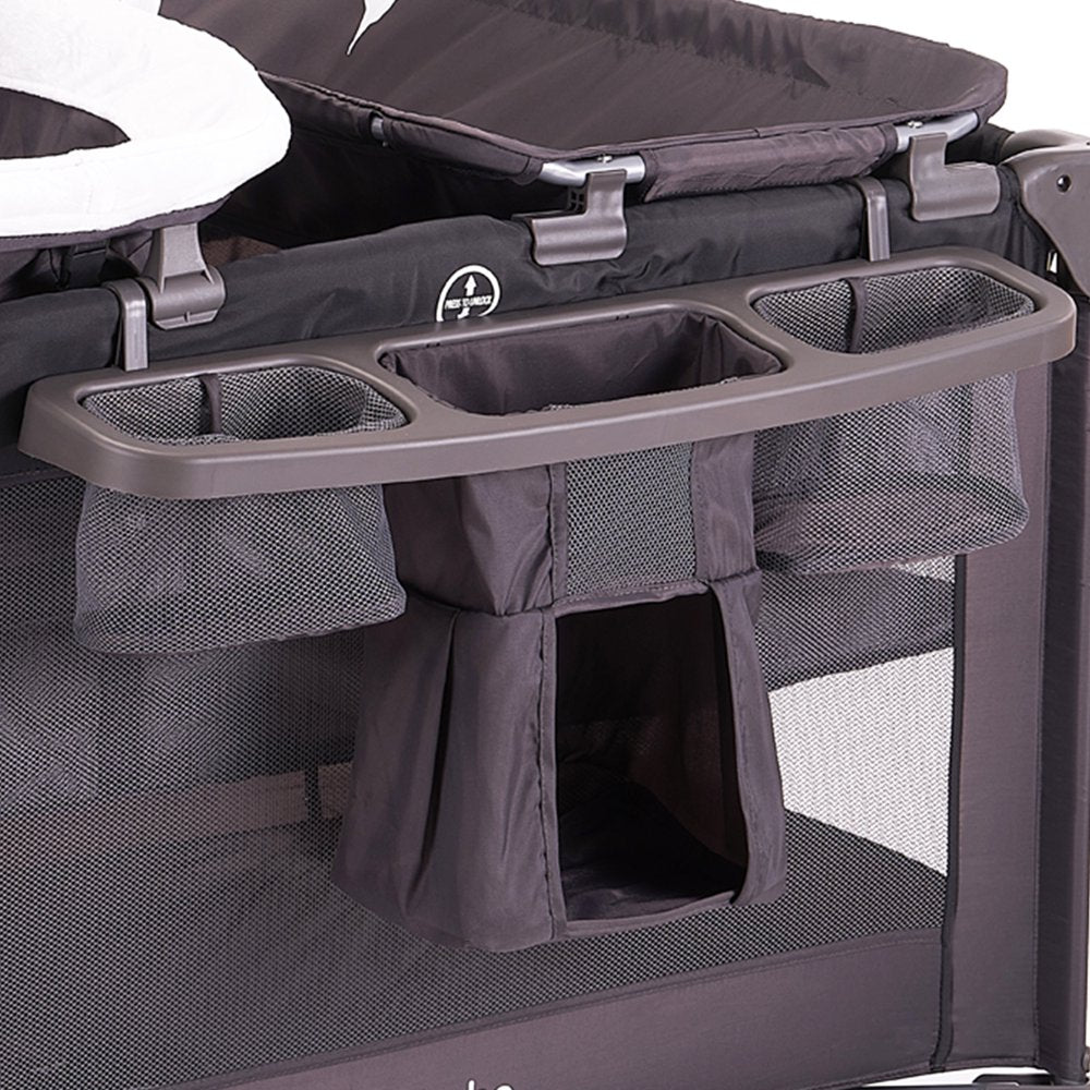 Pamo Babe Unisex Nursery Center Playard with Bassinet, Changing Table & Toys pinegardens