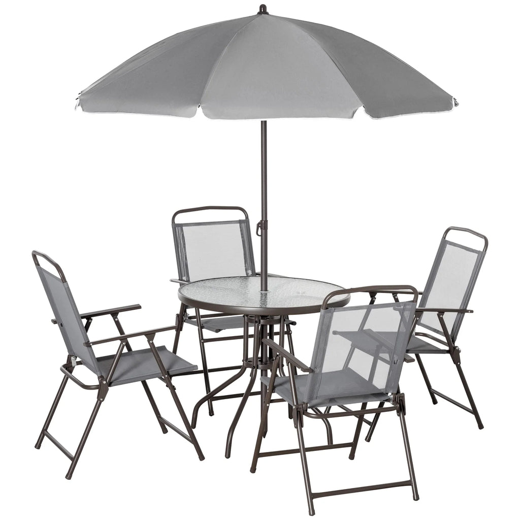 Outsunny 6 Piece Patio Dining Set for 4 with Umbrella pinegardens