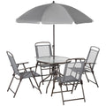 Outsunny 6 Piece Patio Dining Set for 4 with Umbrella pinegardens